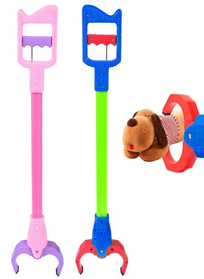 Duseu 2 Pcs Claw Grabber Toy for Kids, 15.7 inch Plastic Robot Arm Hand Claw Pickup Tool, Children Grabbers Interactive Toys (Blue & Pink) - Image 1